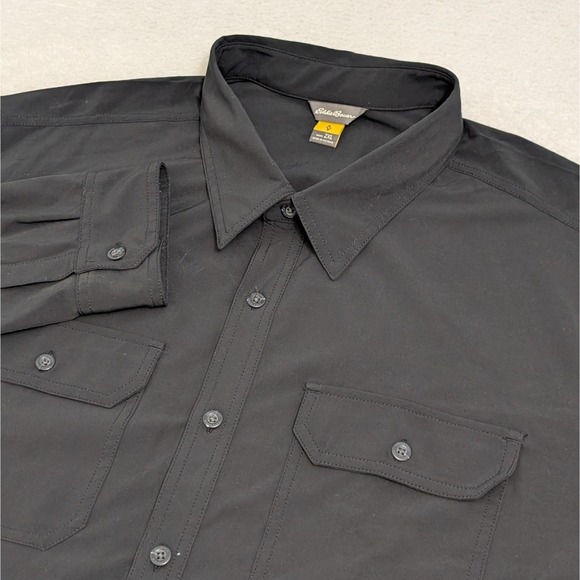 Eddie Bauer Shirt Men's 2XL Travex Black L/S Button Up STRETCHY Fishing - Picture 1 of 9
